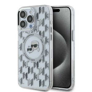 Karl Lagerfeld KLHMP15LHMCKMHT IML Monogram Karl&Choupette Head MagSafe tok iPhone 15 Pro - átlátszó