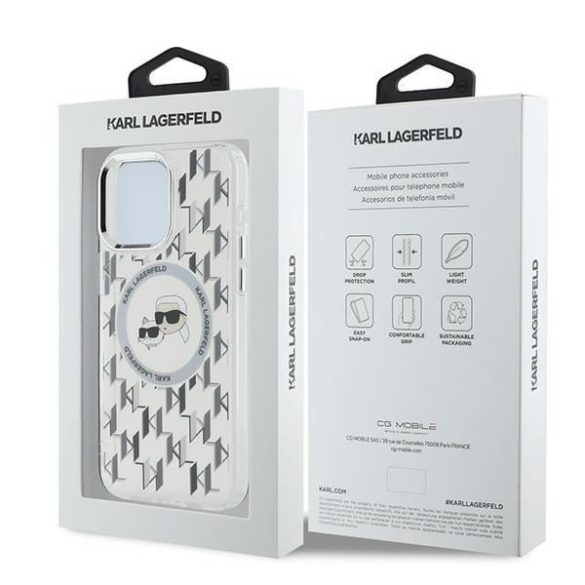 Karl Lagerfeld KLHMP15LHMCKMHT IML Monogram Karl&Choupette Head MagSafe tok iPhone 15 Pro - átlátszó