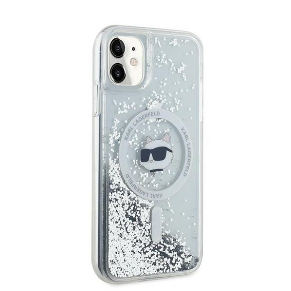 Karl Lagerfeld KLHMN61LGCHSGH Liquid Glitter Choupette Head MagSafe-kompatibilis tok iPhone 11 / Xr - átlátszó