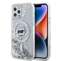   Karl Lagerfeld KLHMP12MLGCHSGH Liquid Glitter Choupette Head MagSafe-kompatibilis tok iPhone 12/12 Pro – átlátszó