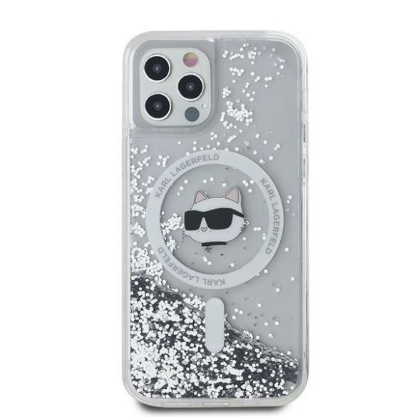 Karl Lagerfeld KLHMP12MLGCHSGH Liquid Glitter Choupette Head MagSafe-kompatibilis tok iPhone 12/12 Pro – átlátszó