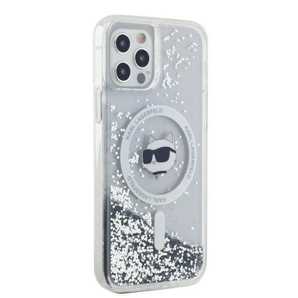 Karl Lagerfeld KLHMP12MLGCHSGH Liquid Glitter Choupette Head MagSafe-kompatibilis tok iPhone 12/12 Pro – átlátszó