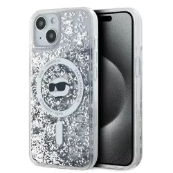   Karl Lagerfeld KLHMP13MLGCHSGH Liquid Glitter Choupette Head MagSafe-kompatibilis tok iPhone 13 - átlátszó
