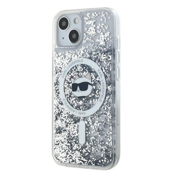 Karl Lagerfeld KLHMP13MLGCHSGH Liquid Glitter Choupette Head MagSafe-kompatibilis tok iPhone 13 - átlátszó