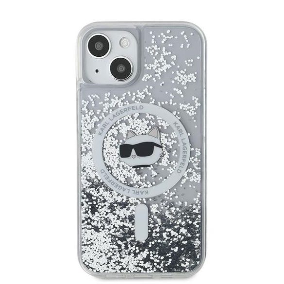 Karl Lagerfeld KLHMP13MLGCHSGH Liquid Glitter Choupette Head MagSafe-kompatibilis tok iPhone 13 - átlátszó