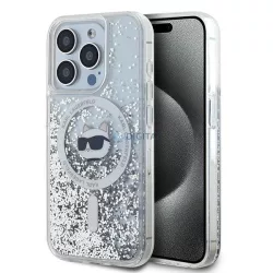   Karl Lagerfeld KLHMP13LLGCHSGH Liquid Glitter Choupette Head MagSafe-kompatibilis tok iPhone 13 / 13 Pro - átlátszó