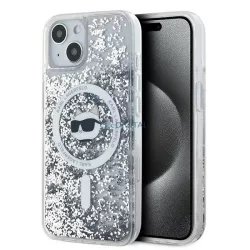   Karl Lagerfeld KLHMP15MLGCHSGH Liquid Glitter Choupette Head MagSafe-kompatibilis tok iPhone 15 Plus - átlátszó