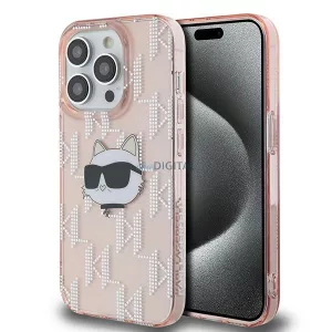 Karl Lagerfeld KLHCP13LHKLPCHP IML Choupette Head & Monogram tok iPhone 13 / 13 Pro - rózsaszín