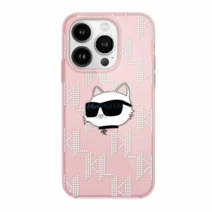 Karl Lagerfeld KLHCP15SHKLPCHP IML Choupette fej és monogram tok iPhone 15/14/13 - rózsaszín