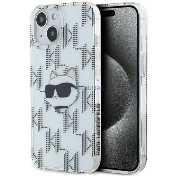 Karl Lagerfeld KLHCP15SHKLPCHT IML Choupette fej és monogram tok iPhone 15 / 14 / 13 - átlátszó