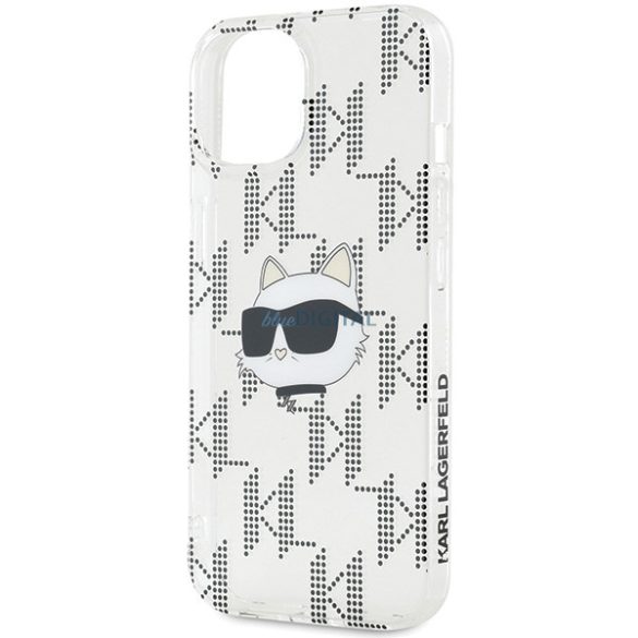 Karl Lagerfeld KLHCP15SHKLPCHT IML Choupette fej és monogram tok iPhone 15 / 14 / 13 - átlátszó