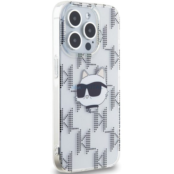 Karl Lagerfeld KLHCP15LHKLPCHT IML Choupette Head & Monogram tok iPhone 15 Pro - átlátszó