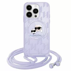   Karl Lagerfeld KLHMP15LHCKCKLCU IML Crossbody Monogram Karl & Choupette Head MagSafe-kompatibilis tok iPhone 15 Pro - lila
