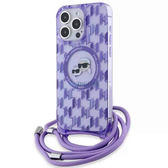 Karl Lagerfeld KLHMP15LHCKCKLCU IML Crossbody Monogram Karl & Choupette Head MagSafe-kompatibilis tok iPhone 15 Pro - lila