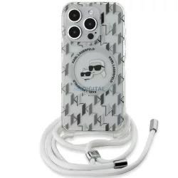   Karl Lagerfeld KLHMP15LHCCKCKLCT IML Crossbody Monogram Karl & Choupette Head MagSafe-kompatibilis tok iPhone 15 Pro - átlátszó