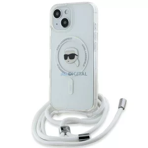 Karl Lagerfeld KLHMP15SHCKHNT Crossbody IML Karl Head MagSafe-kompatibilis tok iPhone 15 - átlátszó