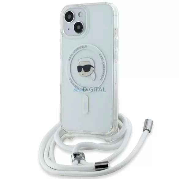 Karl Lagerfeld KLHMP15SHCKHNT Crossbody IML Karl Head MagSafe-kompatibilis tok iPhone 15 - átlátszó