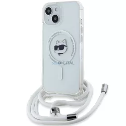   Karl Lagerfeld KLHMP15SHCCHNT IML Choupette Head&Cord MagSafe-kompatibilis tok iPhone 15 - átlátszó