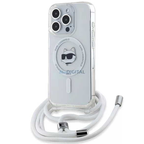 Karl Lagerfeld KLHMP15LHCCHNT IML Choupette Head & Cord MagSafe-kompatibilis tok iPhone 15 Pro - átlátszó