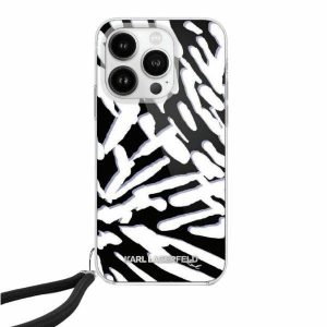 Karl Lagerfeld KLHCP15SHZBPKCCK IML Zebra Pattern & Cord tok iPhone 15 - fekete