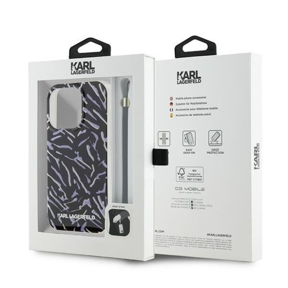 Karl Lagerfeld KLHCP15XHZBPKCCU Zebra With Cord tok iPhone 15 Pro Max - lila