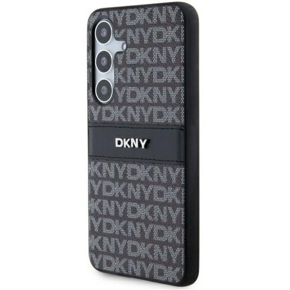 DKNY DKHCS24SPRTHSLK Leather Mono Stripe & Metal Logo tok Samsung Galaxy S24 - fekete