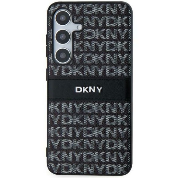 DKNY DKHCS24SPRTHSLK Leather Mono Stripe & Metal Logo tok Samsung Galaxy S24 - fekete