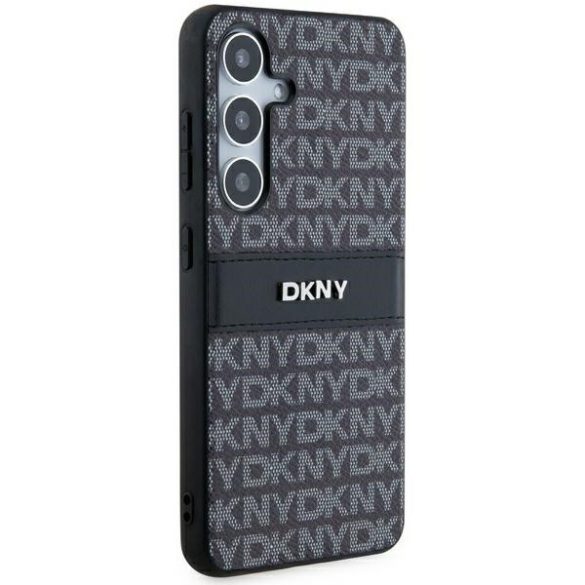 DKNY DKHCS24SPRTHSLK Leather Mono Stripe & Metal Logo tok Samsung Galaxy S24 - fekete