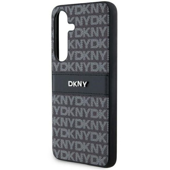 DKNY DKHCS24SPRTHSLK Leather Mono Stripe & Metal Logo tok Samsung Galaxy S24 - fekete