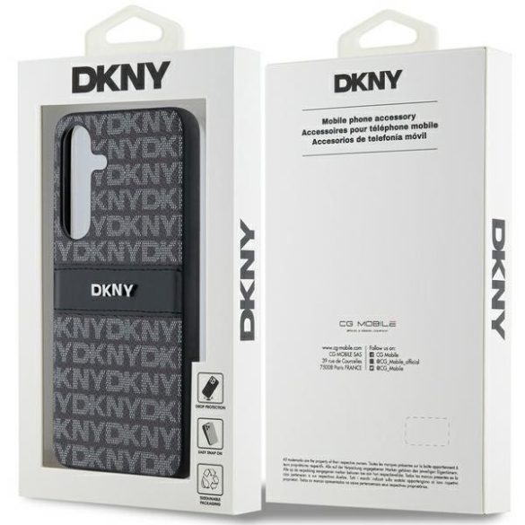 DKNY DKHCS24SPRTHSLK Leather Mono Stripe & Metal Logo tok Samsung Galaxy S24 - fekete