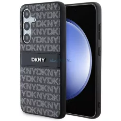   DKNY DKHCS24MPRTHSLK Leather Mono Stripe & Metal Logo tok Samsung Galaxy S24 Plus - fekete