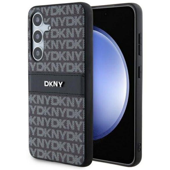 DKNY DKHCS24MPRTHSLK Leather Mono Stripe & Metal Logo tok Samsung Galaxy S24 Plus - fekete