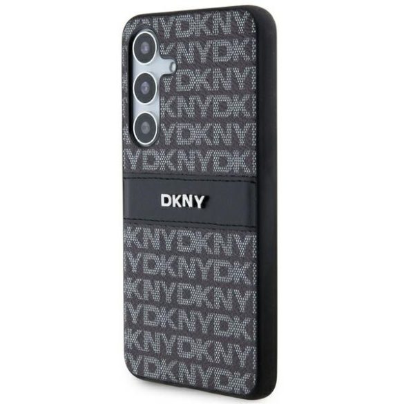 DKNY DKHCS24MPRTHSLK Leather Mono Stripe & Metal Logo tok Samsung Galaxy S24 Plus - fekete