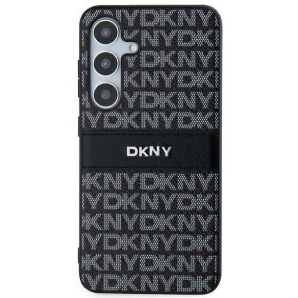 DKNY DKHCS24MPRTHSLK Leather Mono Stripe & Metal Logo tok Samsung Galaxy S24 Plus - fekete