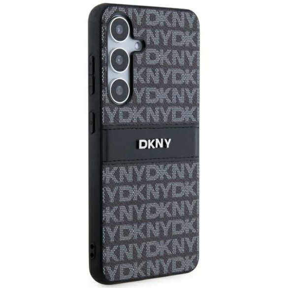 DKNY DKHCS24MPRTHSLK Leather Mono Stripe & Metal Logo tok Samsung Galaxy S24 Plus - fekete