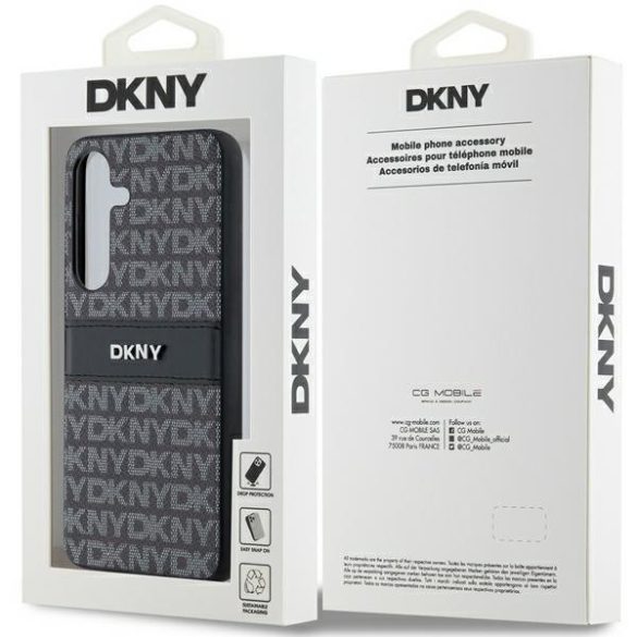 DKNY DKHCS24MPRTHSLK Leather Mono Stripe & Metal Logo tok Samsung Galaxy S24 Plus - fekete