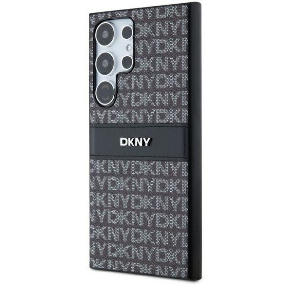 DKNY DKHCS24LPRTHSLK Leather Mono Stripe & Metal Logo tok Samsung Galaxy S24 Ultra - fekete