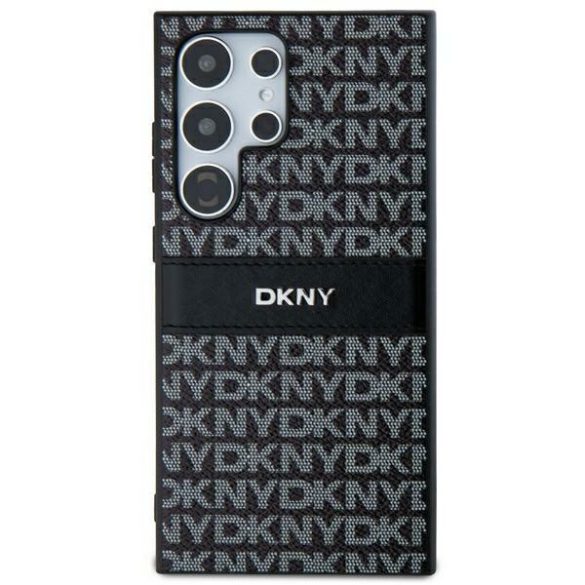 DKNY DKHCS24LPRTHSLK Leather Mono Stripe & Metal Logo tok Samsung Galaxy S24 Ultra - fekete