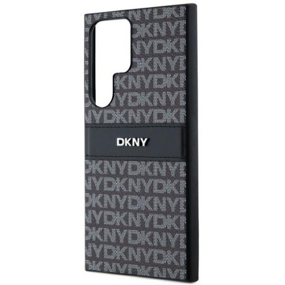 DKNY DKHCS24LPRTHSLK Leather Mono Stripe & Metal Logo tok Samsung Galaxy S24 Ultra - fekete