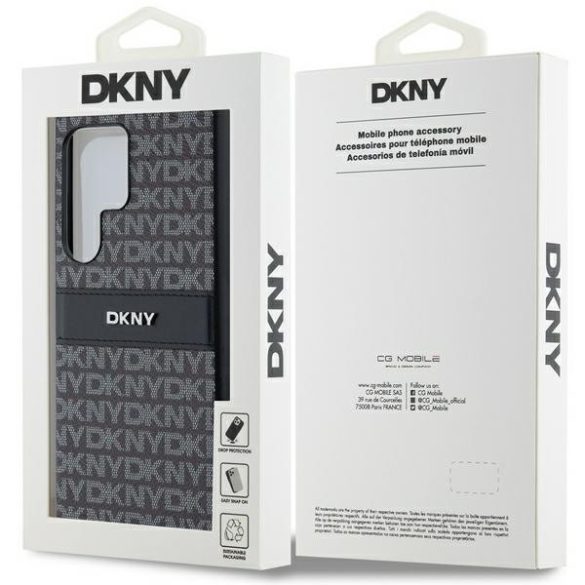 DKNY DKHCS24LPRTHSLK Leather Mono Stripe & Metal Logo tok Samsung Galaxy S24 Ultra - fekete