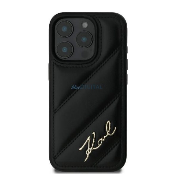 Karl Lagerfeld KLHCP16LPQDSMGK Quilted Signature keménytok iPhone 16 Pro - fekete