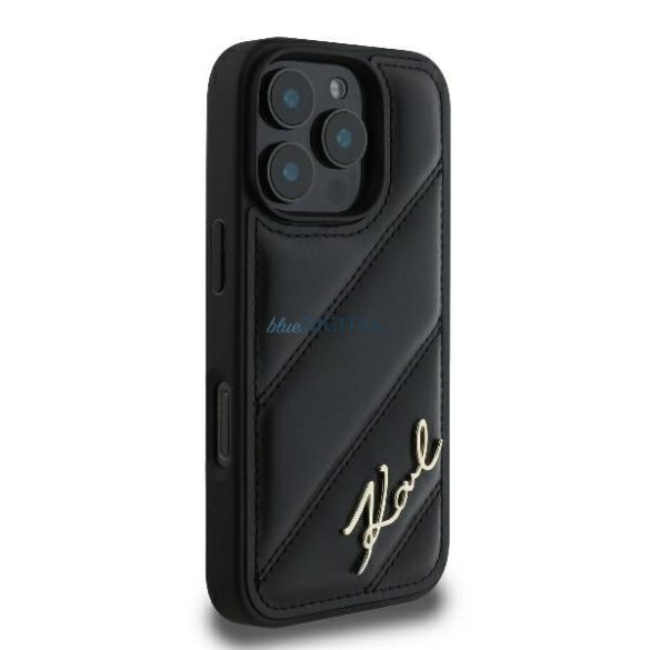 Karl Lagerfeld KLHCP16LPQDSMGK Quilted Signature keménytok iPhone 16 Pro - fekete