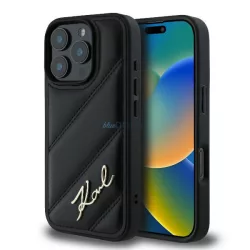   Karl Lagerfeld KLHCP16XPQDSMGK Quilted Signature keménytok iPhone 16 Pro Max - fekete