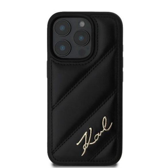 Karl Lagerfeld KLHCP16XPQDSMGK Quilted Signature keménytok iPhone 16 Pro Max - fekete