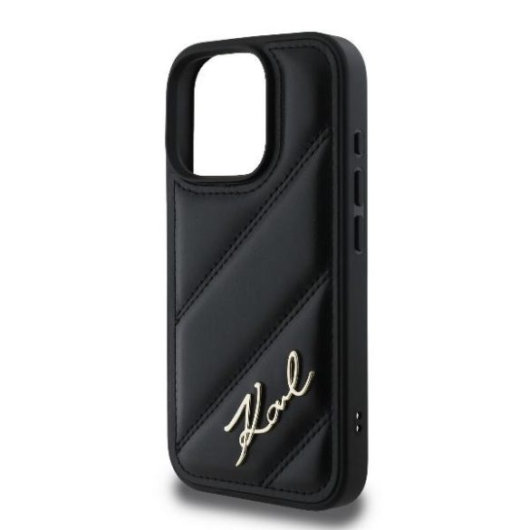 Karl Lagerfeld KLHCP16XPQDSMGK Quilted Signature keménytok iPhone 16 Pro Max - fekete