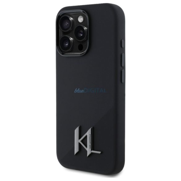 Karl Lagerfeld KLHMP16LSCMKMPCK Silicone Shadow Metal Initial MagSafe keménytok iPhone 16 Pro - fekete