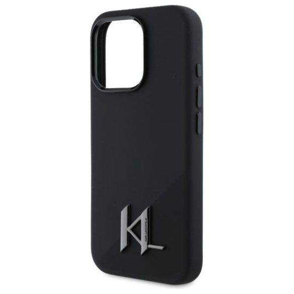 Karl Lagerfeld KLHMP16LSCMKMPCK Silicone Shadow Metal Initial MagSafe keménytok iPhone 16 Pro - fekete