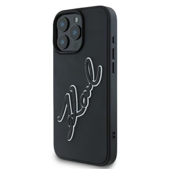 Karl Lagerfeld KLHCP16L3DRKSDLK 3D Rubber Bicolor Signature keménytok iPhone 16 Pro - fekete