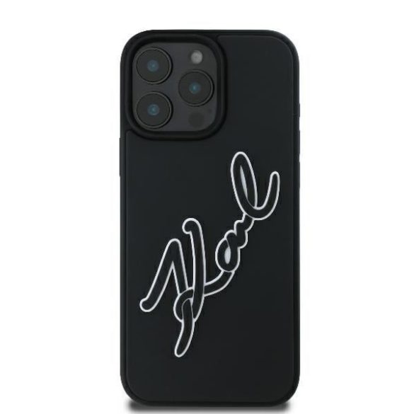 Karl Lagerfeld KLHCP16L3DRKSDLK 3D Rubber Bicolor Signature keménytok iPhone 16 Pro - fekete