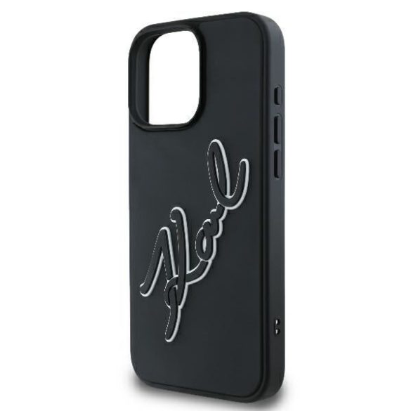 Karl Lagerfeld KLHCP16L3DRKSDLK 3D Rubber Bicolor Signature keménytok iPhone 16 Pro - fekete